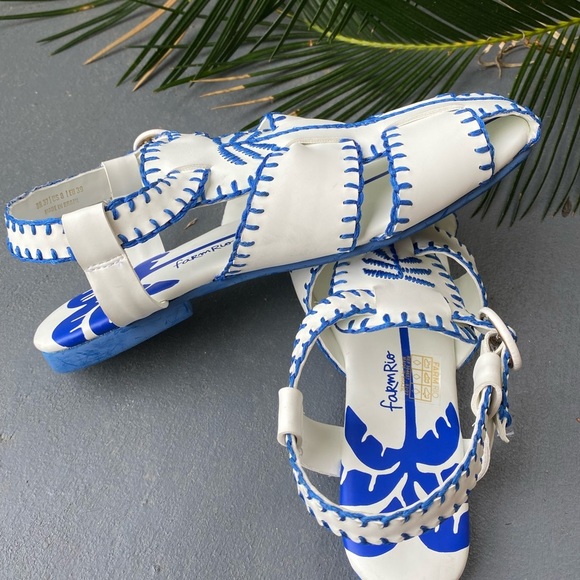 FARM Rio Shoes - Farm RIO blue palm tree sandal zigzag stitch in size 8